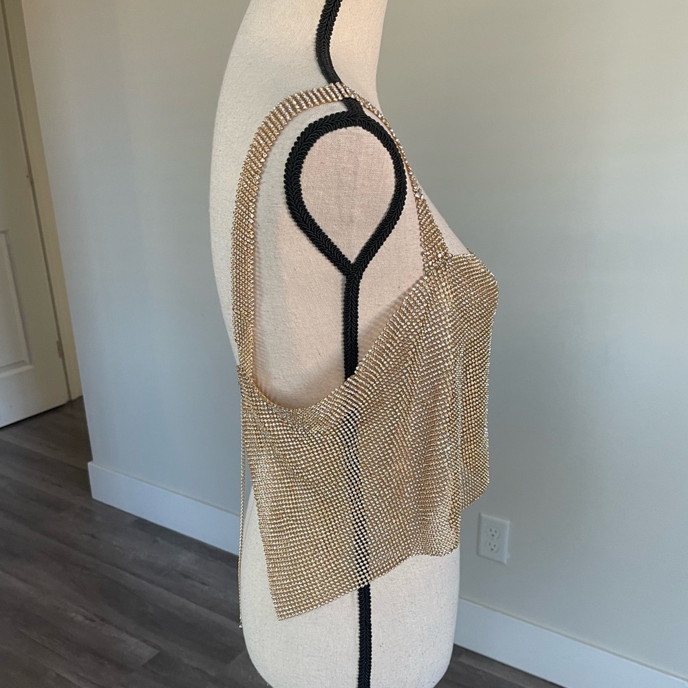 Gold Rhinestone Crop Top - Picture 3 of 6